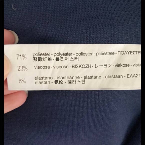 Zara T-shirt Dress Navy size M Short Sleeve Asymmetrical Lines - Picture 9 of 9